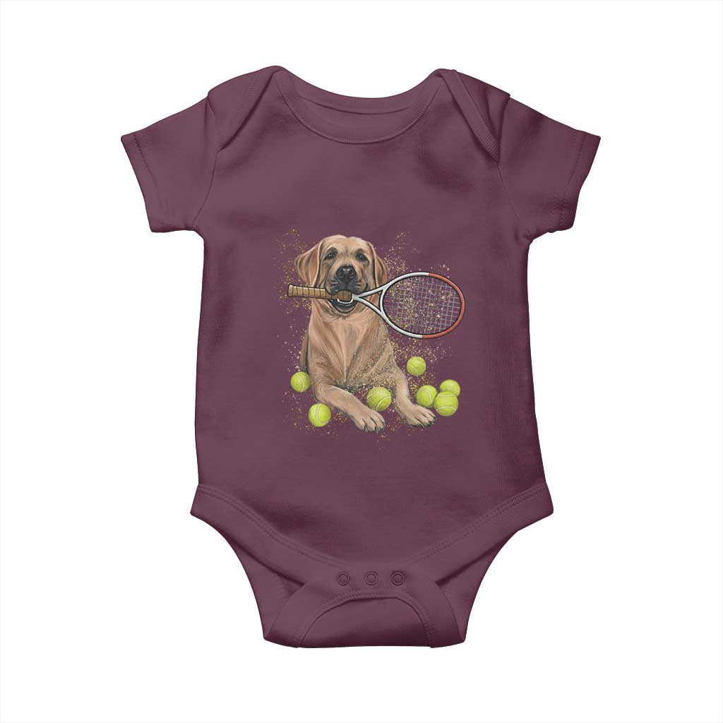 Funny Labrador Dog Playing Tennis Ball Baby Onesie Pet Lover Gift TS12 Maroon Print Your Wear