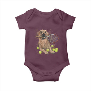 Funny Labrador Dog Playing Tennis Ball Baby Onesie Pet Lover Gift TS12 Maroon Print Your Wear