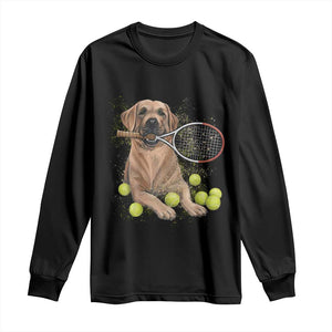 Funny Labrador Dog Playing Tennis Ball Long Sleeve Shirt Pet Lover Gift TS12 Black Print Your Wear
