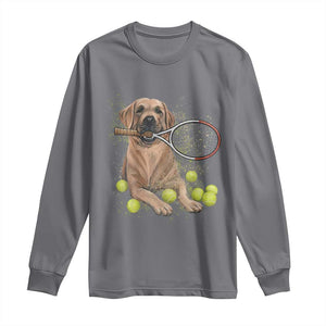 Funny Labrador Dog Playing Tennis Ball Long Sleeve Shirt Pet Lover Gift TS12 Charcoal Print Your Wear