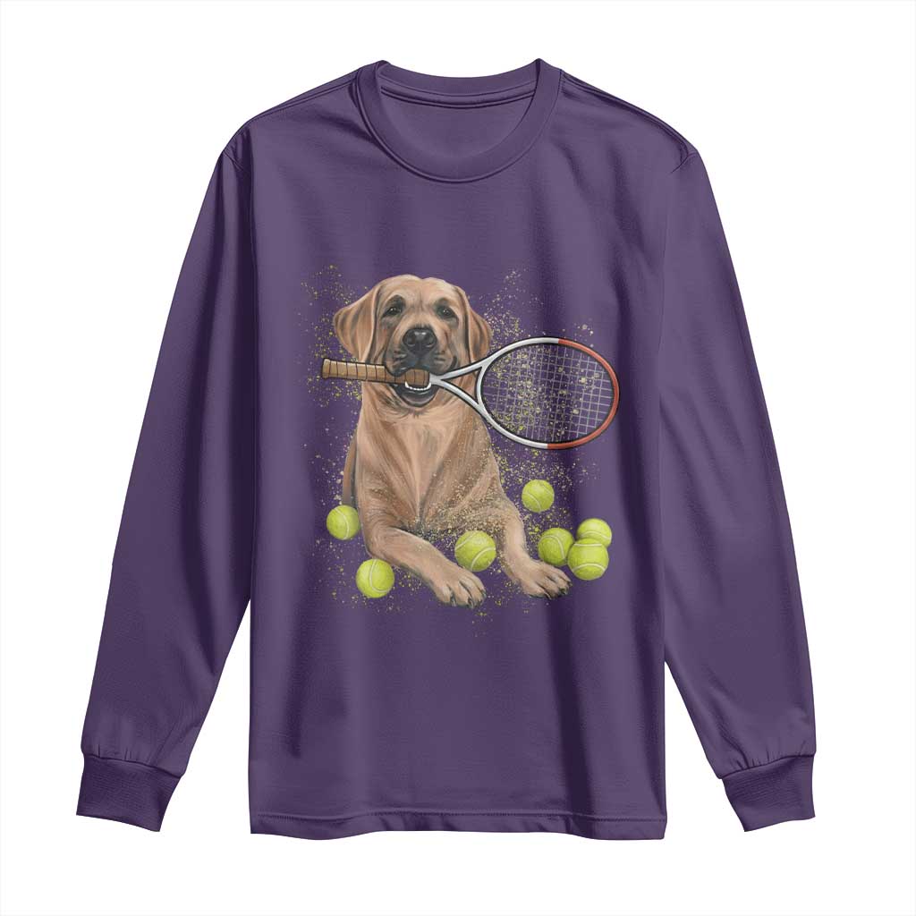 Funny Labrador Dog Playing Tennis Ball Long Sleeve Shirt Pet Lover Gift TS12 Purple Print Your Wear