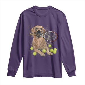 Funny Labrador Dog Playing Tennis Ball Long Sleeve Shirt Pet Lover Gift TS12 Purple Print Your Wear