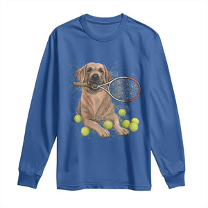 Funny Labrador Dog Playing Tennis Ball Long Sleeve Shirt Pet Lover Gift TS12 Royal Blue Print Your Wear