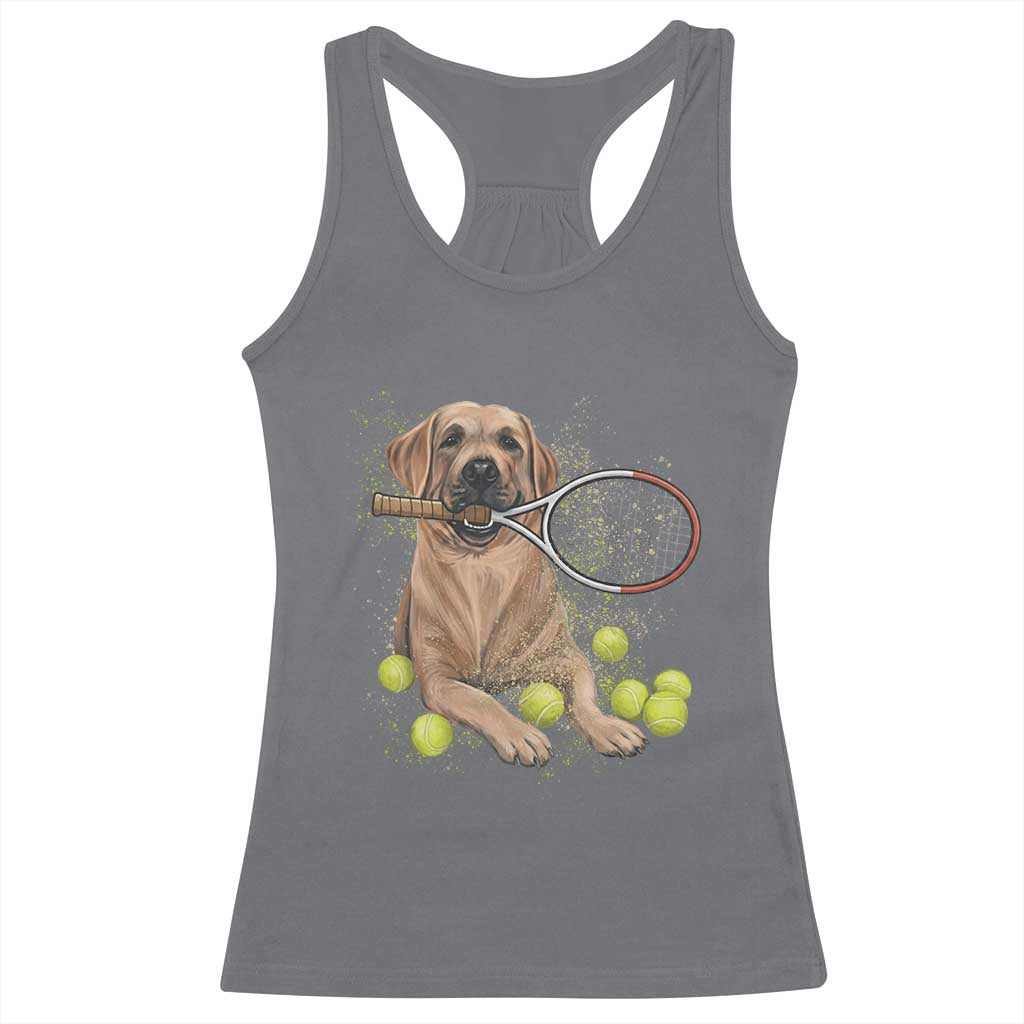 Funny Labrador Dog Playing Tennis Ball Racerback Tank Top Pet Lover Gift TS12 Charcoal Print Your Wear