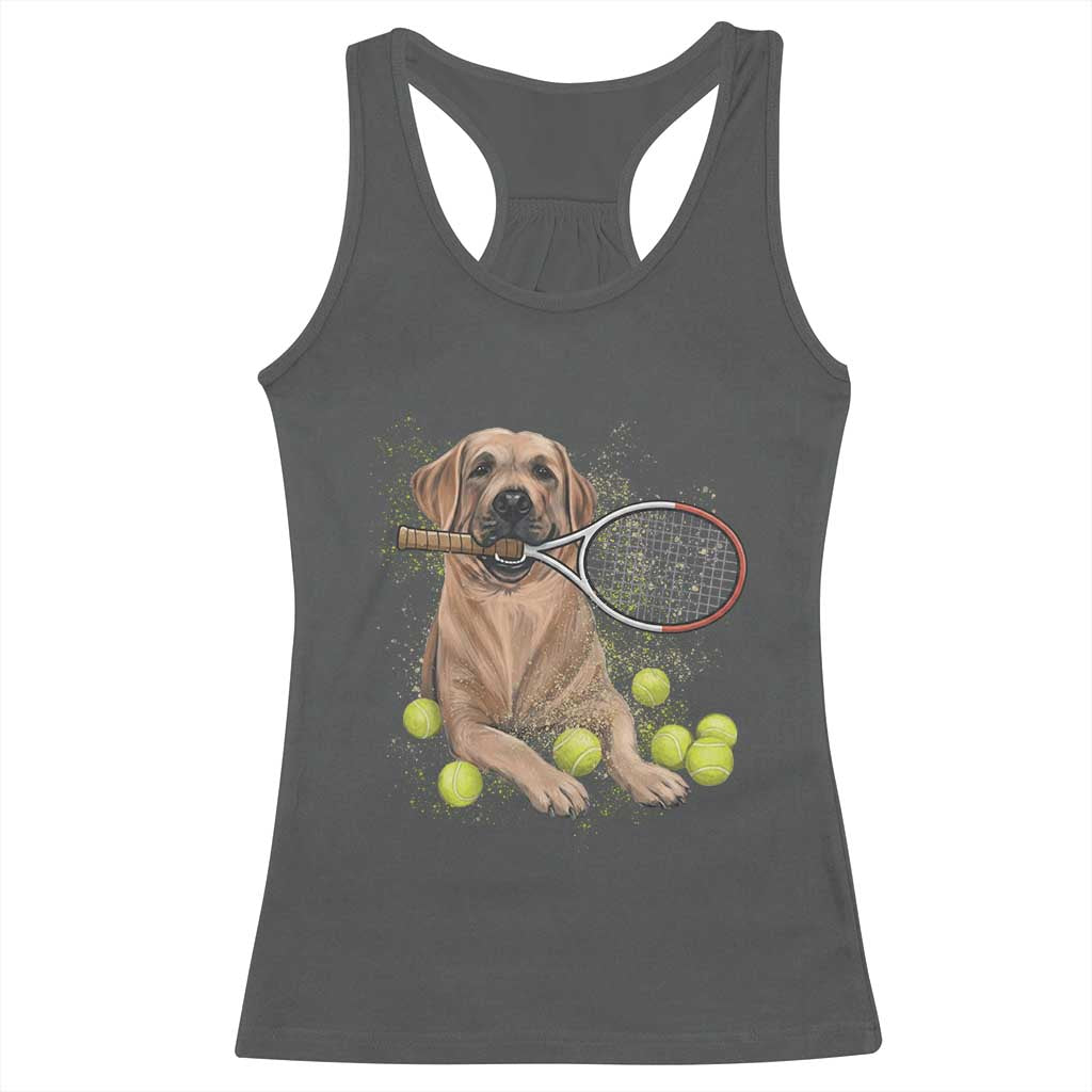 Funny Labrador Dog Playing Tennis Ball Racerback Tank Top Pet Lover Gift TS12 Dark Heather Print Your Wear