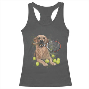 Funny Labrador Dog Playing Tennis Ball Racerback Tank Top Pet Lover Gift TS12 Dark Heather Print Your Wear