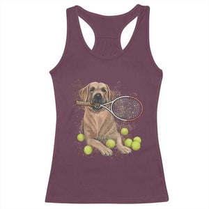 Funny Labrador Dog Playing Tennis Ball Racerback Tank Top Pet Lover Gift TS12 Maroon Print Your Wear