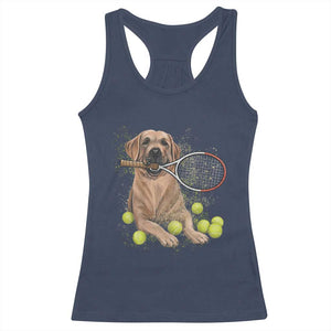 Funny Labrador Dog Playing Tennis Ball Racerback Tank Top Pet Lover Gift TS12 Navy Print Your Wear