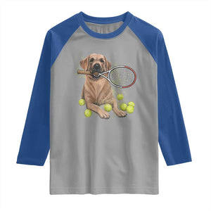 Funny Labrador Dog Playing Tennis Ball Raglan Shirt Pet Lover Gift TS12 Sport Gray Royal Print Your Wear