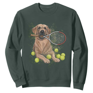 Funny Labrador Dog Playing Tennis Ball Sweatshirt Pet Lover Gift TS12 Dark Forest Green Print Your Wear