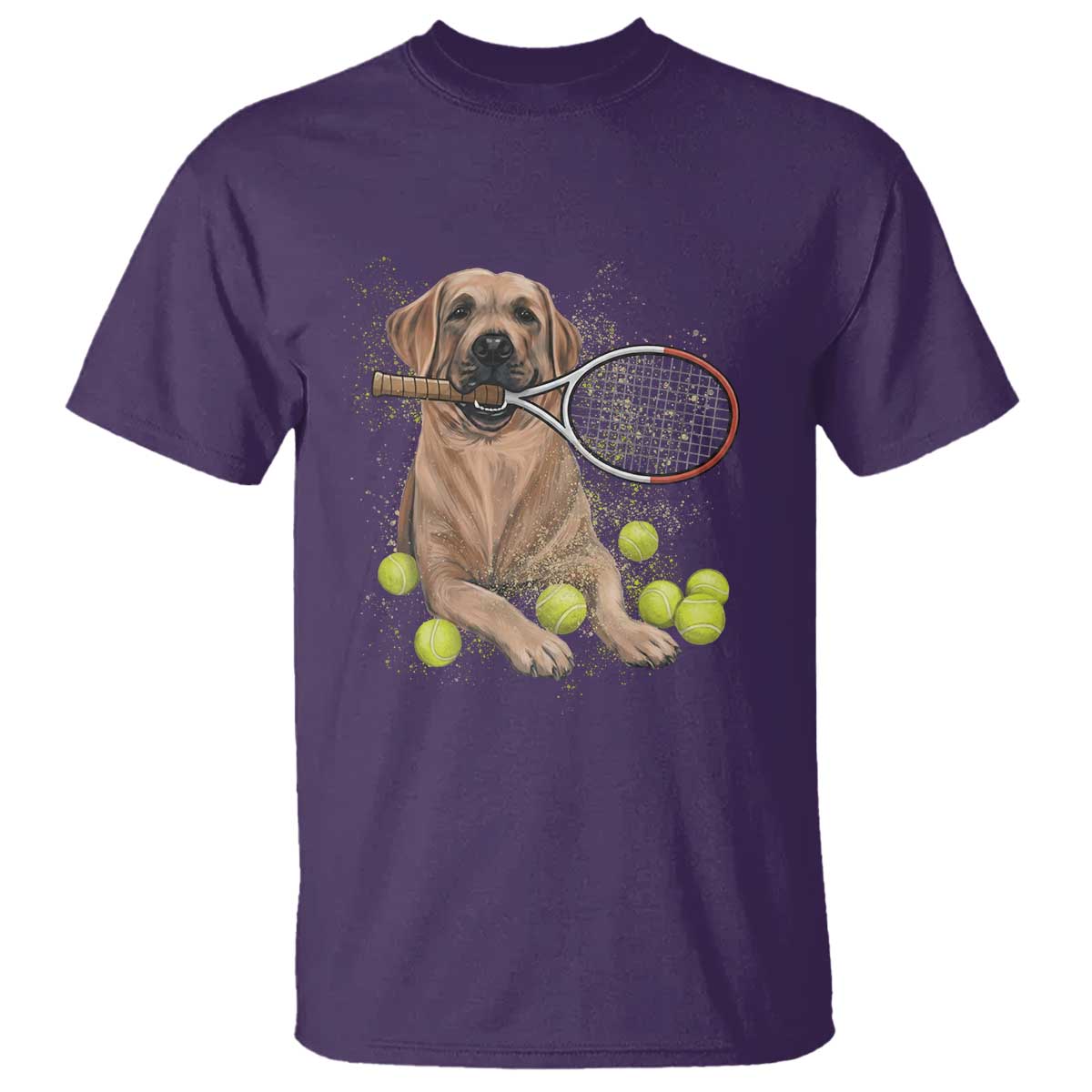 Funny Labrador Dog Playing Tennis Ball T Shirt Pet Lover Gift TS12 Purple Print Your Wear