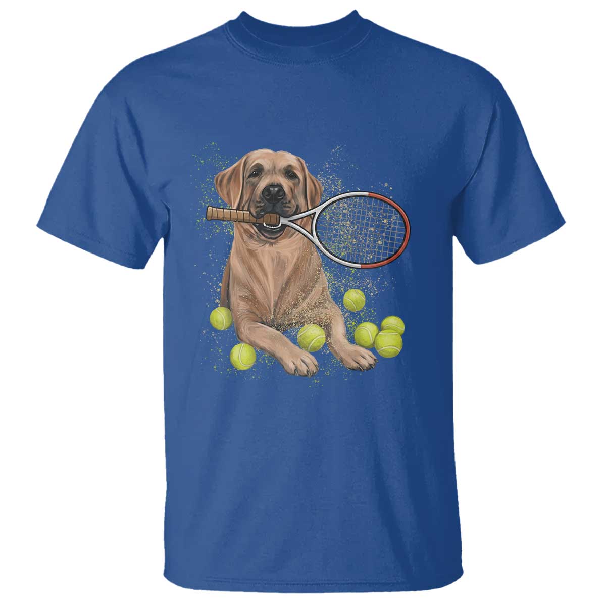 Funny Labrador Dog Playing Tennis Ball T Shirt Pet Lover Gift TS12 Royal Blue Print Your Wear