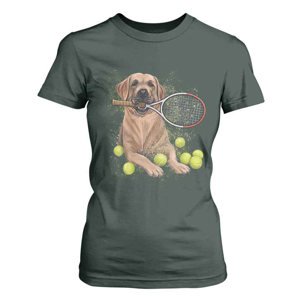 Funny Labrador Dog Playing Tennis Ball T Shirt For Women Pet Lover Gift TS12 Dark Forest Green Print Your Wear