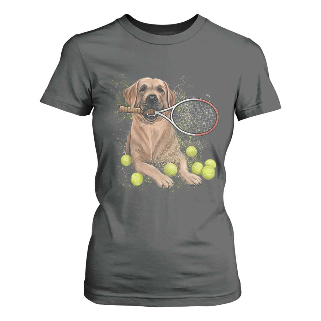 Funny Labrador Dog Playing Tennis Ball T Shirt For Women Pet Lover Gift TS12 Dark Heather Print Your Wear