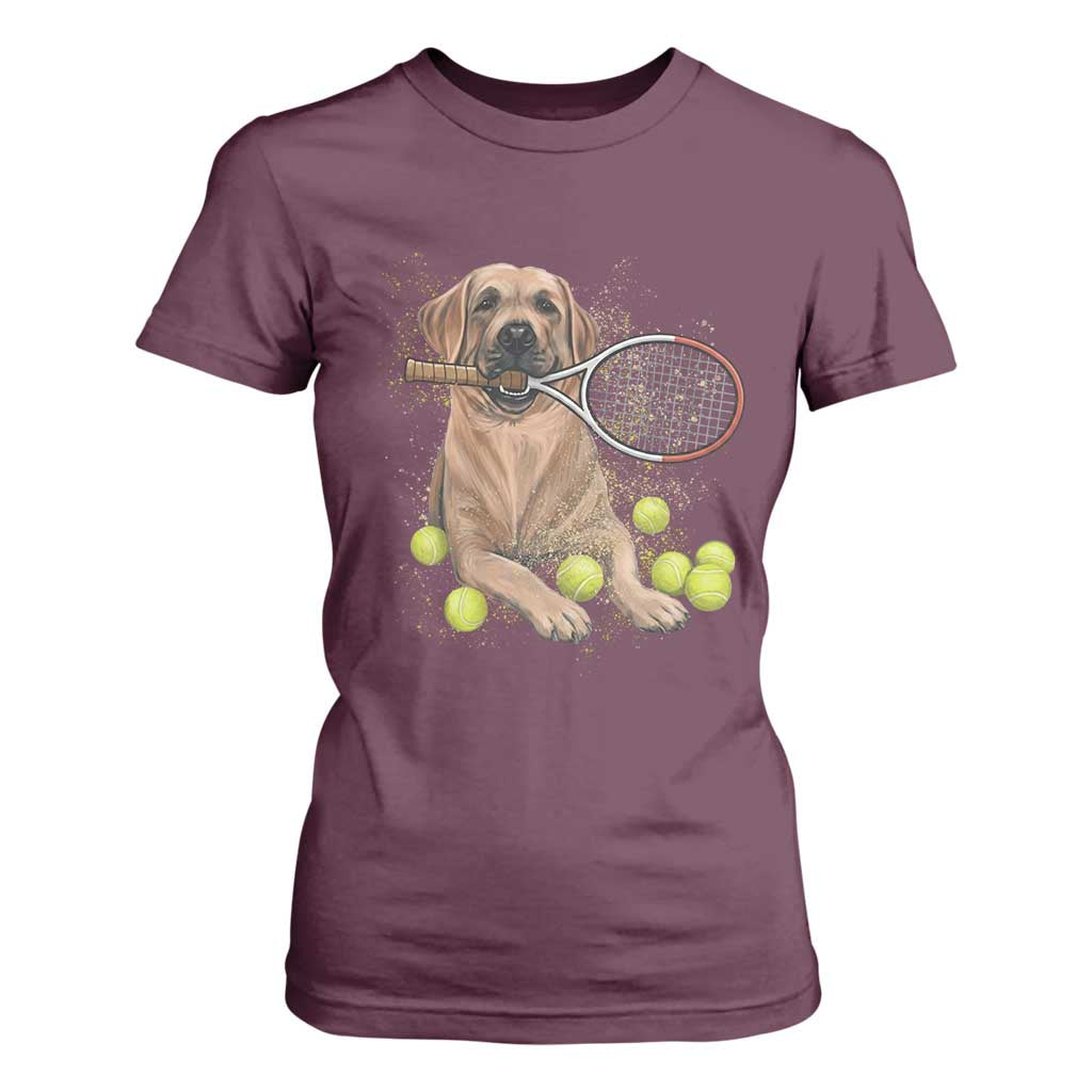 Funny Labrador Dog Playing Tennis Ball T Shirt For Women Pet Lover Gift TS12 Maroon Print Your Wear