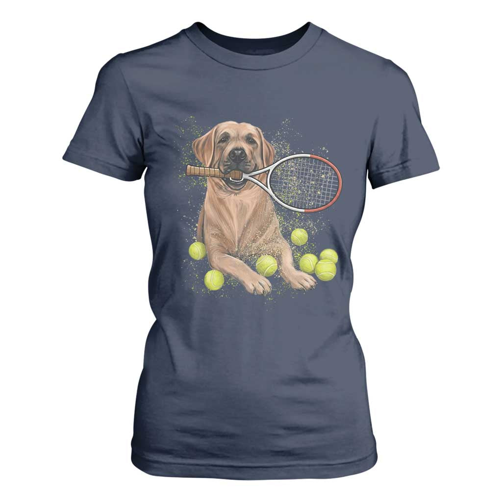 Funny Labrador Dog Playing Tennis Ball T Shirt For Women Pet Lover Gift TS12 Navy Print Your Wear
