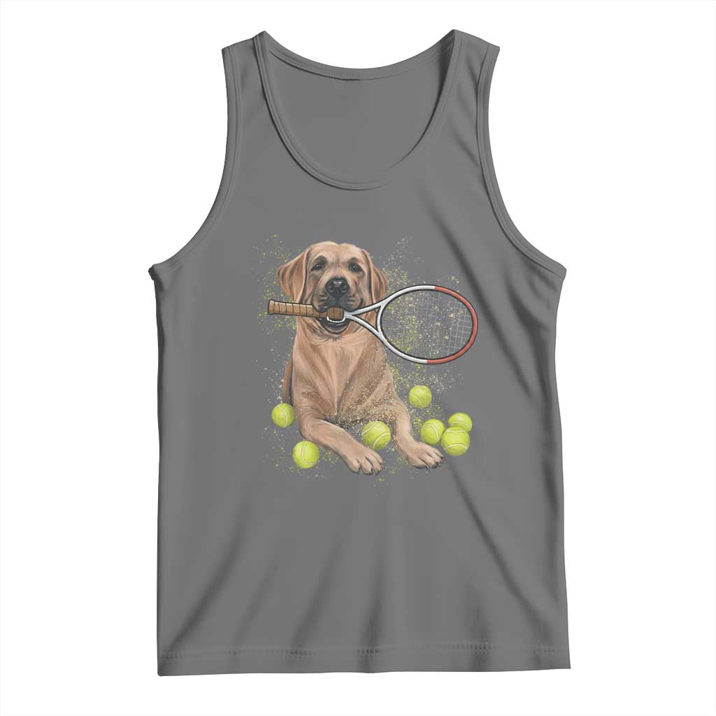 Funny Labrador Dog Playing Tennis Ball Tank Top Pet Lover Gift TS12 Black Heather Print Your Wear