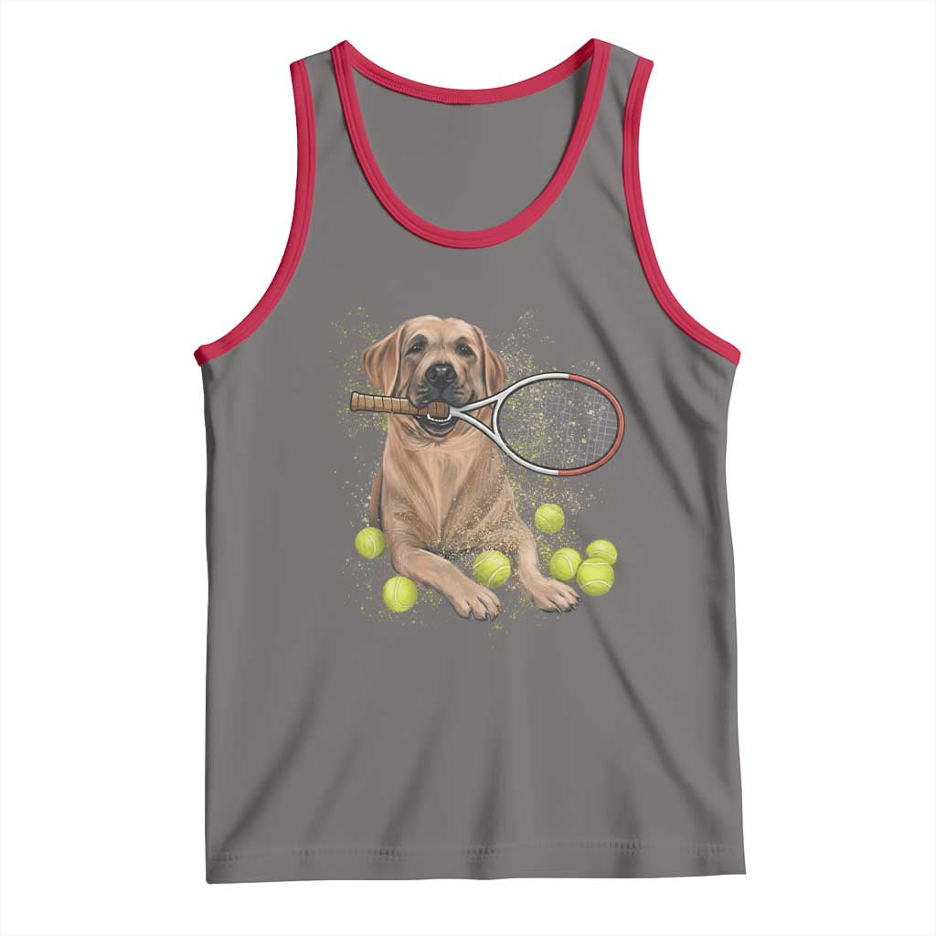 Funny Labrador Dog Playing Tennis Ball Tank Top Pet Lover Gift TS12 Deep Heather Red Print Your Wear