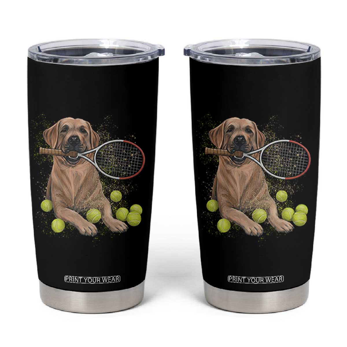 Funny Labrador Dog Playing Tennis Ball Tumbler Cup Pet Lover Gift TS12 Black Print Your Wear