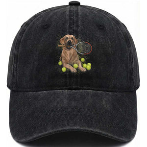 Funny Labrador Dog Playing Tennis Ball Washed Cotton Baseball Cap Pet Lover Gift TS12 Print Your Wear