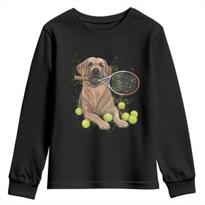Funny Labrador Dog Playing Tennis Ball Youth Sweatshirt Pet Lover Gift TS12 Black Print Your Wear