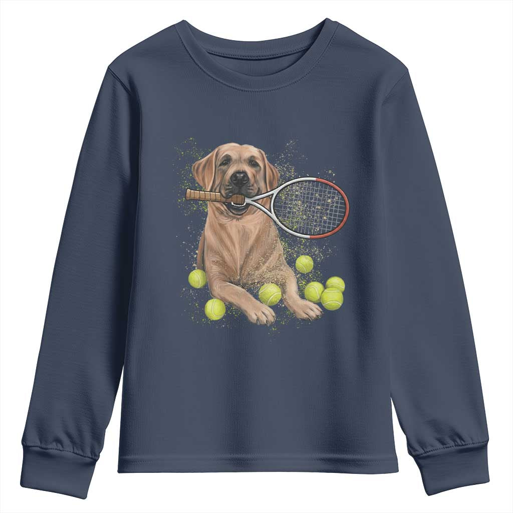 Funny Labrador Dog Playing Tennis Ball Youth Sweatshirt Pet Lover Gift TS12 Navy Print Your Wear