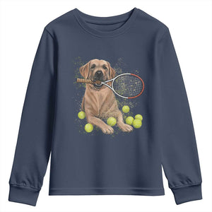 Funny Labrador Dog Playing Tennis Ball Youth Sweatshirt Pet Lover Gift TS12 Navy Print Your Wear