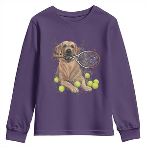 Funny Labrador Dog Playing Tennis Ball Youth Sweatshirt Pet Lover Gift TS12 Purple Print Your Wear