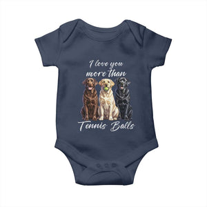 Funny Labrador Tennis Lover Baby Onesie I Love You More Than Tennis Ball TS12 Navy Print Your Wear
