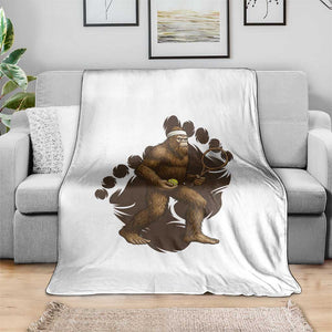 Funny Bigfoot Tennis Player Throw Blanket Folklore Cryptid Gift TS12 Print Your Wear