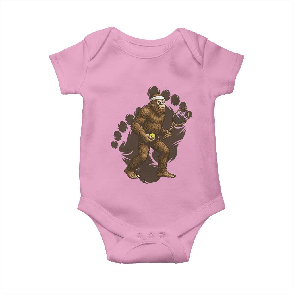 Funny Bigfoot Tennis Player Baby Onesie Folklore Cryptid Gift TS12 Light Pink Print Your Wear