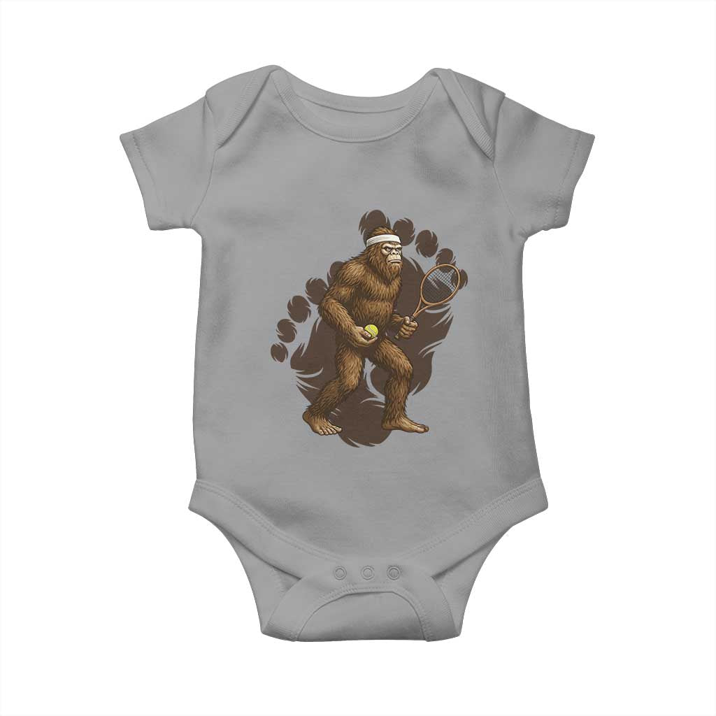 Funny Bigfoot Tennis Player Baby Onesie Folklore Cryptid Gift TS12 Sport Gray Print Your Wear