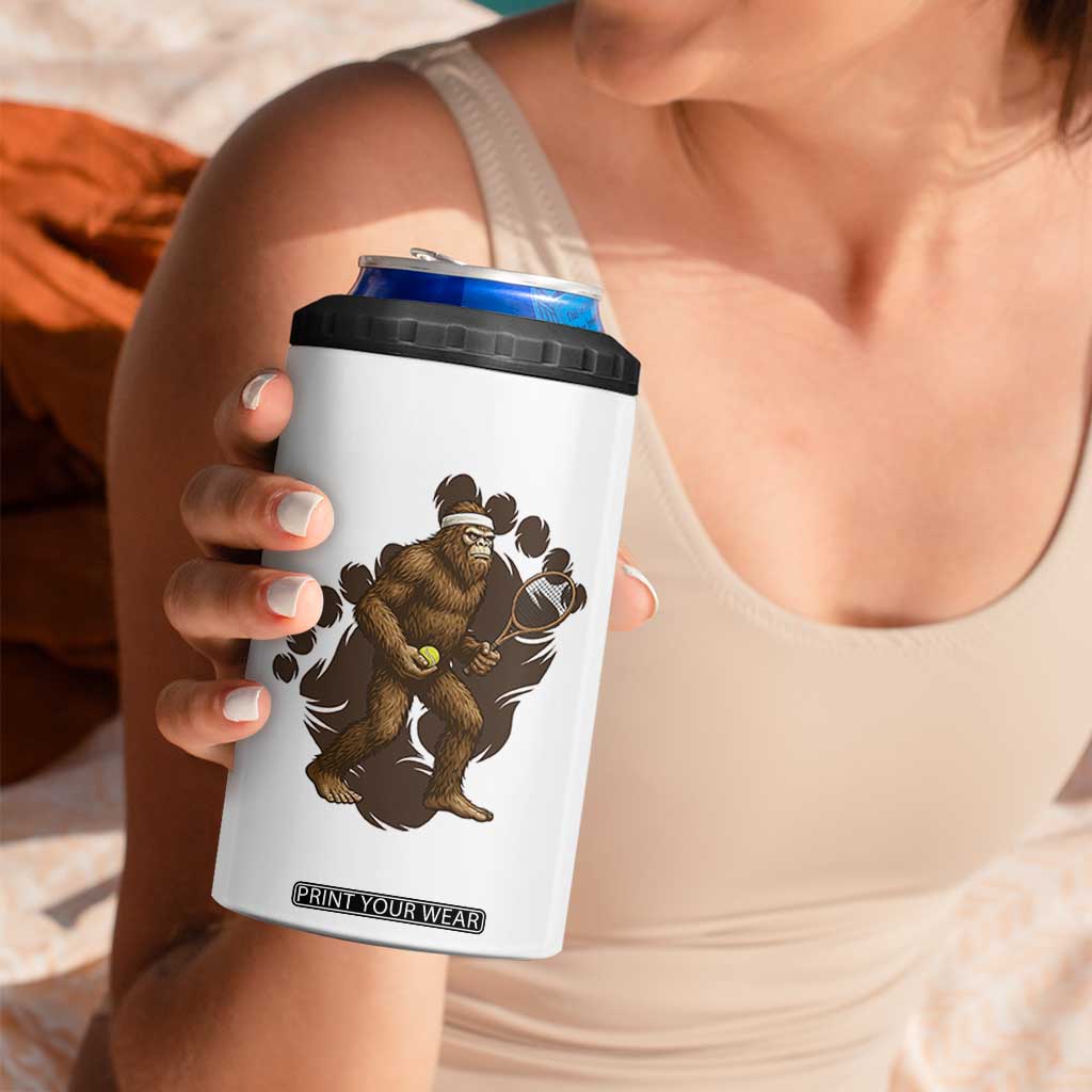 Funny Bigfoot Tennis Player 4 in 1 Can Cooler Tumbler Folklore Cryptid Gift TS12 Print Your Wear