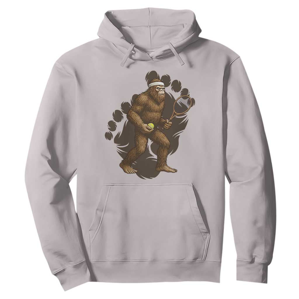 Funny Bigfoot Tennis Player Hoodie Folklore Cryptid Gift TS12 Ice Gray Print Your Wear