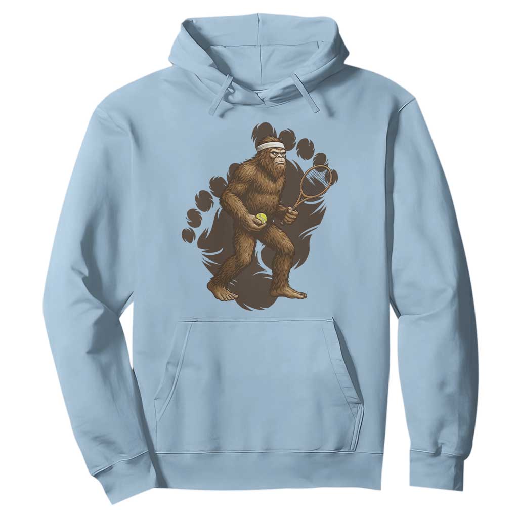 Funny Bigfoot Tennis Player Hoodie Folklore Cryptid Gift TS12 Light Blue Print Your Wear