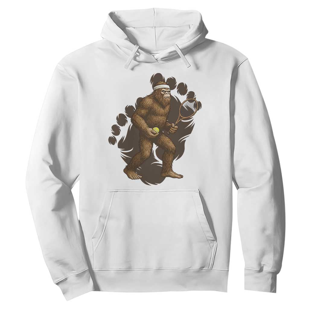 Funny Bigfoot Tennis Player Hoodie Folklore Cryptid Gift TS12 White Print Your Wear