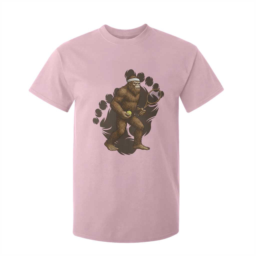 Funny Bigfoot Tennis Player T Shirt For Kid Folklore Cryptid Gift TS12 Light Pink Print Your Wear