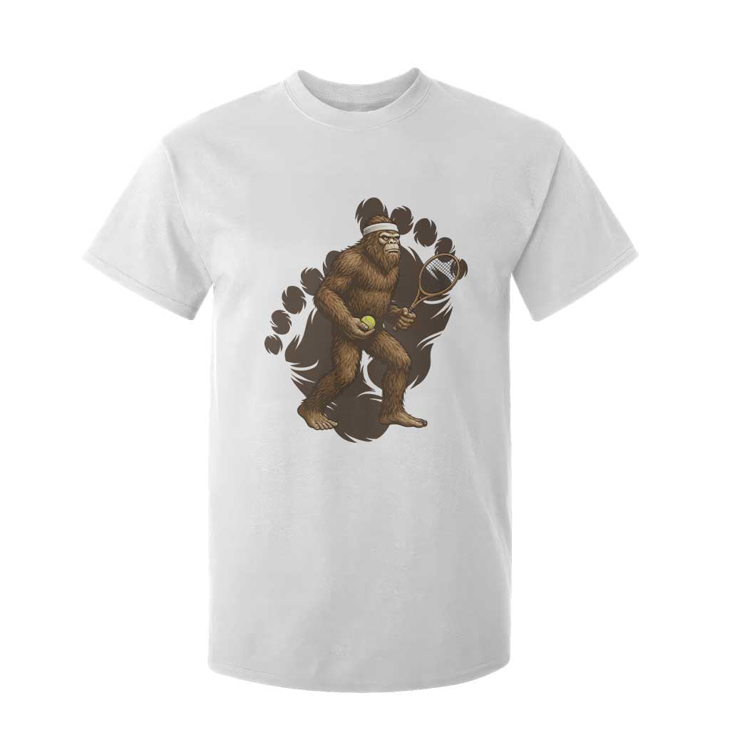 Funny Bigfoot Tennis Player T Shirt For Kid Folklore Cryptid Gift TS12 White Print Your Wear