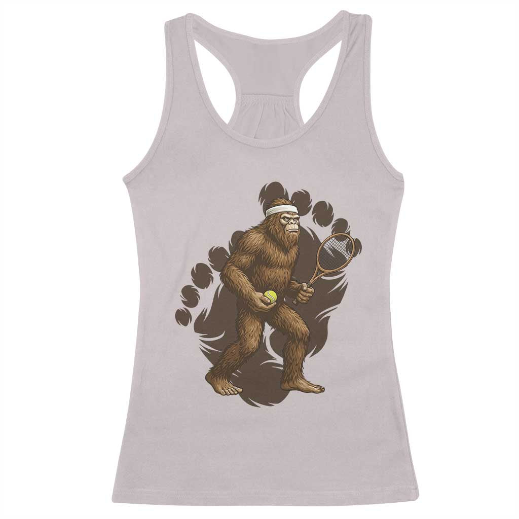 Funny Bigfoot Tennis Player Racerback Tank Top Folklore Cryptid Gift TS12 Ice Gray Print Your Wear