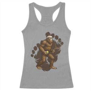 Funny Bigfoot Tennis Player Racerback Tank Top Folklore Cryptid Gift TS12 Sport Gray Print Your Wear
