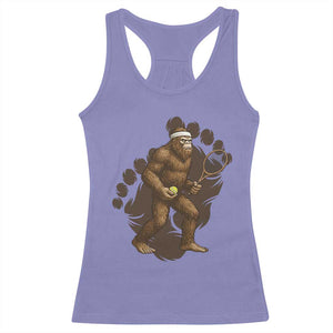Funny Bigfoot Tennis Player Racerback Tank Top Folklore Cryptid Gift TS12 Violet Print Your Wear
