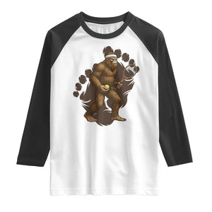 Funny Bigfoot Tennis Player Raglan Shirt Folklore Cryptid Gift TS12 White Black Print Your Wear