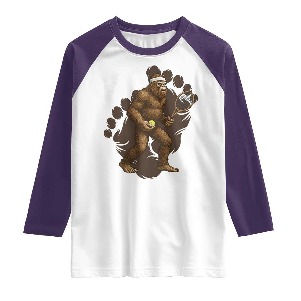Funny Bigfoot Tennis Player Raglan Shirt Folklore Cryptid Gift TS12 White Purple Print Your Wear