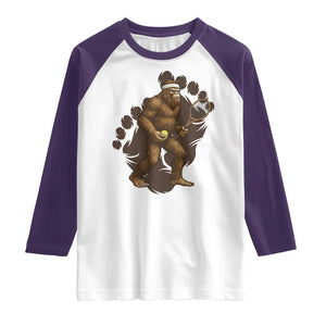 Funny Bigfoot Tennis Player Raglan Shirt Folklore Cryptid Gift TS12 White Purple Print Your Wear