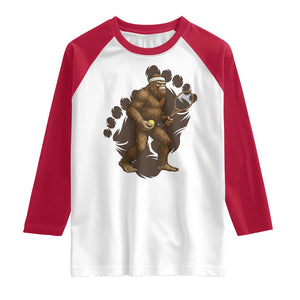 Funny Bigfoot Tennis Player Raglan Shirt Folklore Cryptid Gift TS12 White Red Print Your Wear