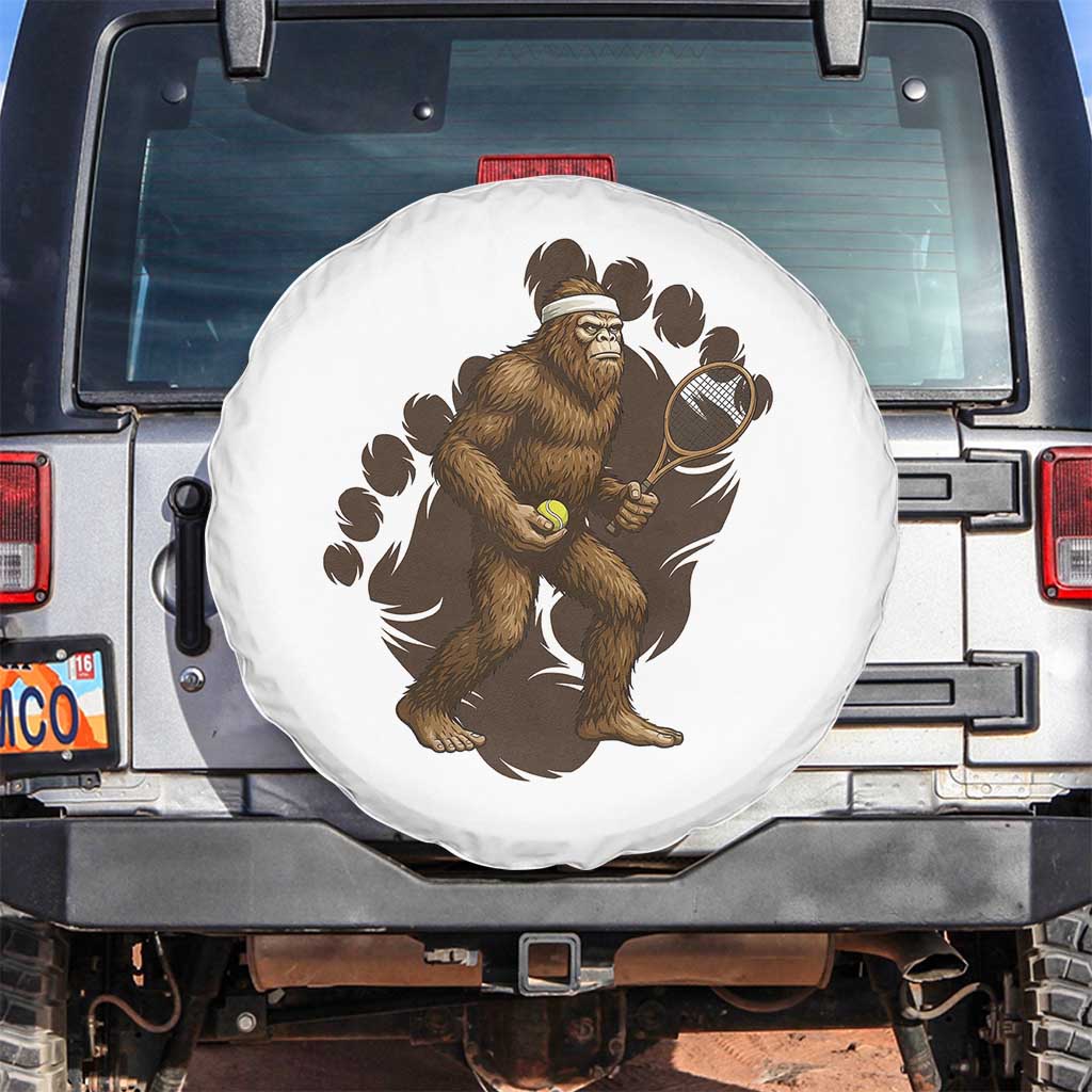 Funny Bigfoot Tennis Player Spare Tire Cover Folklore Cryptid Gift TS12 No hole White Print Your Wear