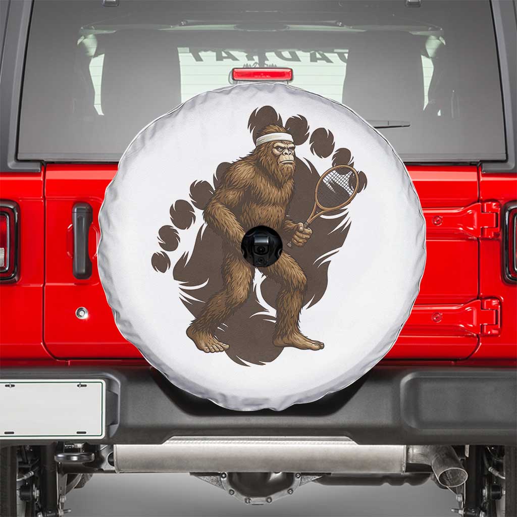 Funny Bigfoot Tennis Player Spare Tire Cover Folklore Cryptid Gift TS12 White Print Your Wear