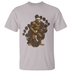 Funny Bigfoot Tennis Player T Shirt Folklore Cryptid Gift TS12 Ice Gray Print Your Wear