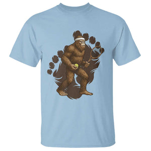 Funny Bigfoot Tennis Player T Shirt Folklore Cryptid Gift TS12 Light Blue Print Your Wear