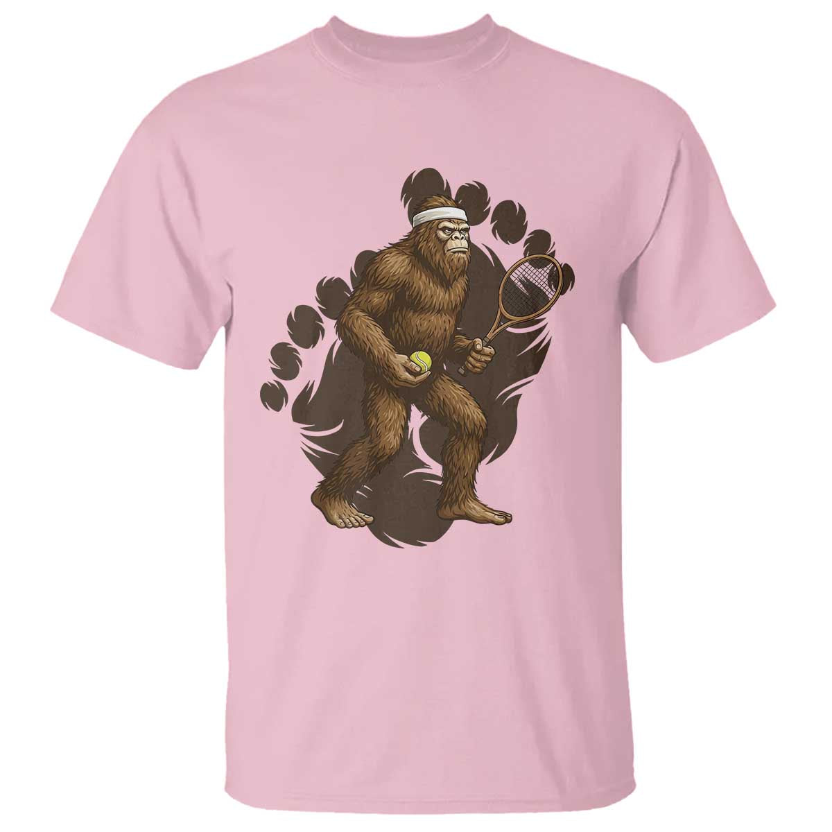 Funny Bigfoot Tennis Player T Shirt Folklore Cryptid Gift TS12 Light Pink Print Your Wear